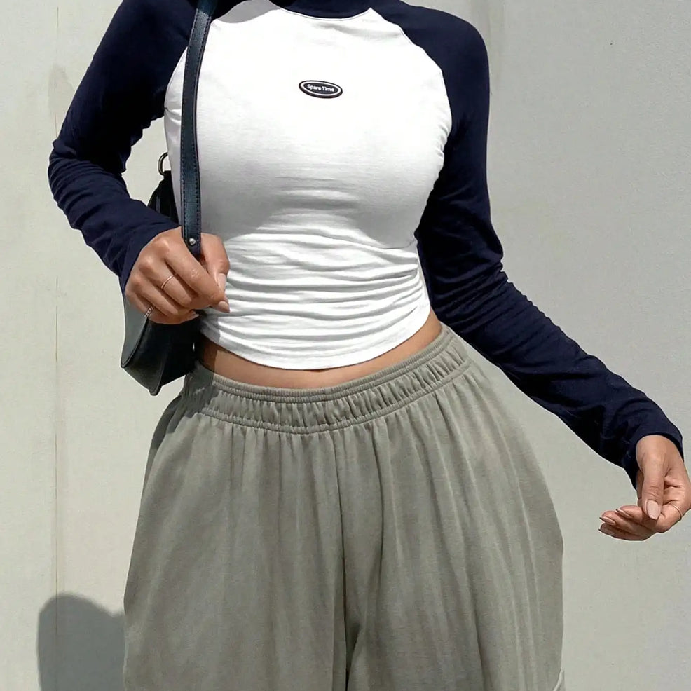 Y2K Colorblock Crop Top