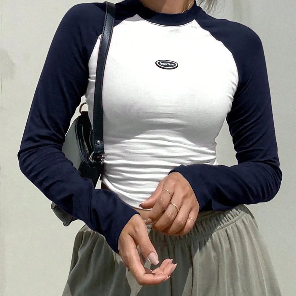 Y2K Colorblock Crop Top